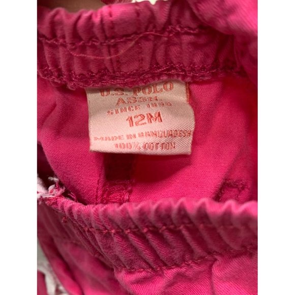 U.S. Polo Assn. Girls Pink Shortalls Overalls 12M - Picture 3 of 3